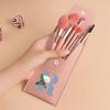 8pcs Pink Professional Makeup Brushes Set Soft Synthetic Bristles For Foundation, Blush With Travel Case Blue Pattern