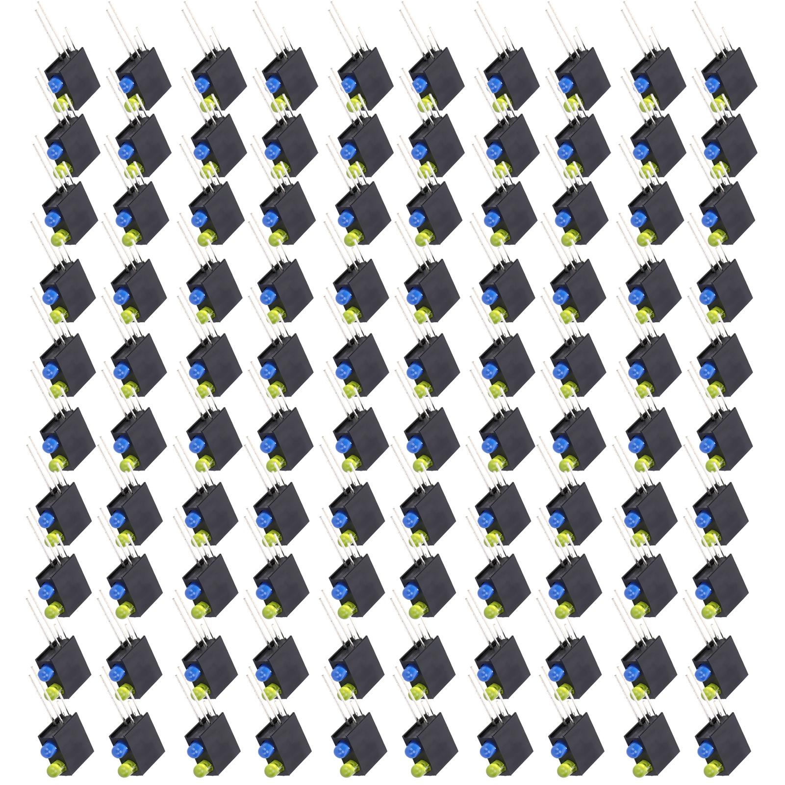 

100 шт. светодиодный держатель для лампы с изгибом 90 градусов, с двумя отверстиями, промышленные детали, черный вверх, желтый вниз, синий