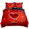 Red Festive Romantic Love Rose Digital Printing Retro Three-Piece Wedding Quilt Cover Bedding Couple