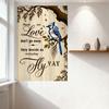 Wooden Planks Background Blue Jay Tree Branch Metal Tin Sign 'Those We Love Don't Go Away' Inspirational Quote Wall Art Decor Fo