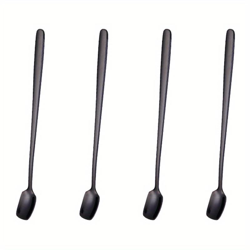 4 buc, set de linguri de desert reutilizabile din oțel inoxidabil cu mâner lung pentru uz casnic, restaurant și petreceri - perfect pentru înghețată, lapte și cafea
