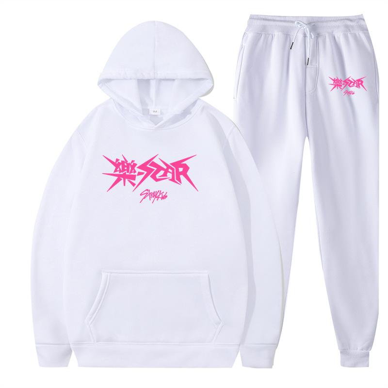 New Straykids Peripheral Harajuku Printed Men's and Women's Sweatshirts Sweatpants Set Hoodie Straight Pants Cover