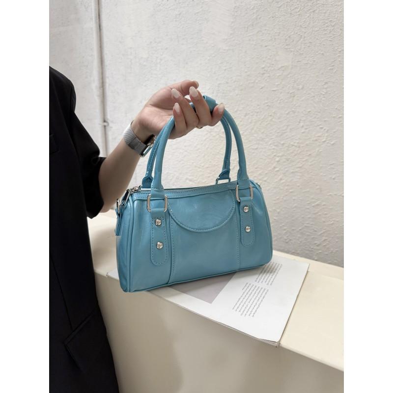 Stylish PU Bowler Bag Women Minimalist Urban Shoulder With Zip Phone Pocket