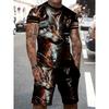 Summer Men's Sports Suit Wolf 3D Printed Short Sleeve T-Shirt and Shorts Set Casual Outfit
