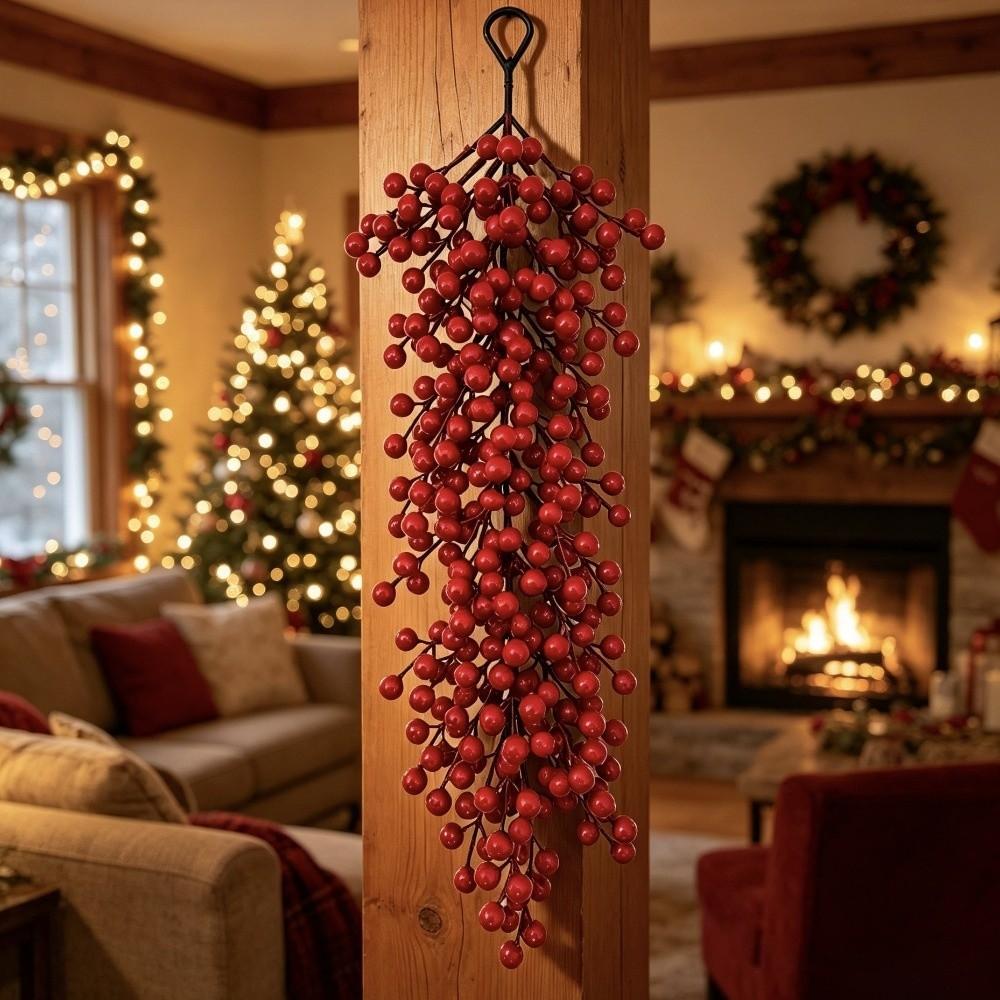 Plastic Christmas Artificial Plant Garland Reusable Xmas Candle Cup Ring  Holiday Party