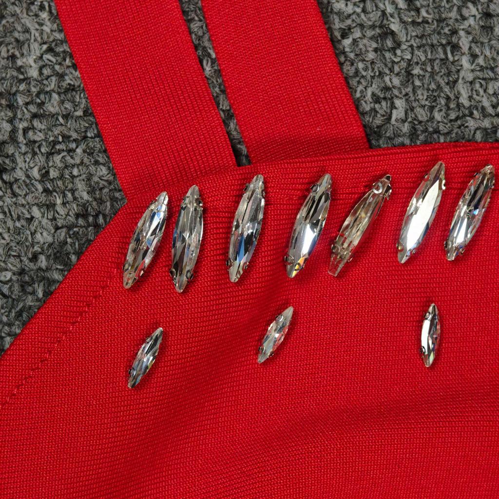 Elegant Rhinestone Slim Fit Evening Dress - European & American Style