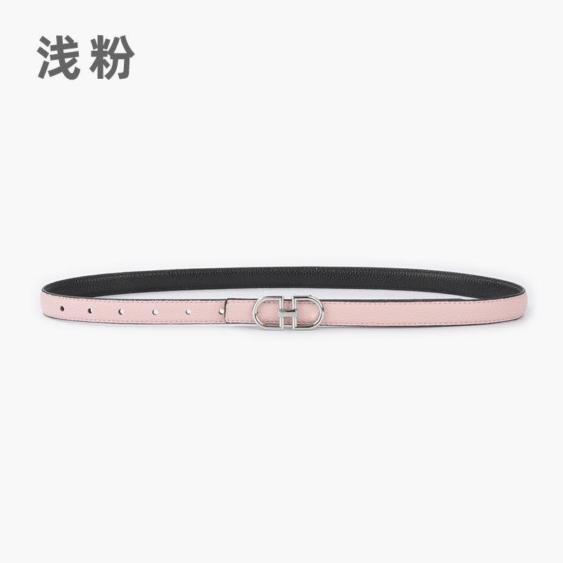 Lychee Pattern First Layer Cowhide Women'S Genuine Leather Women'S Belt Casual Pants Jeans Thin Two-Sided Belt Available