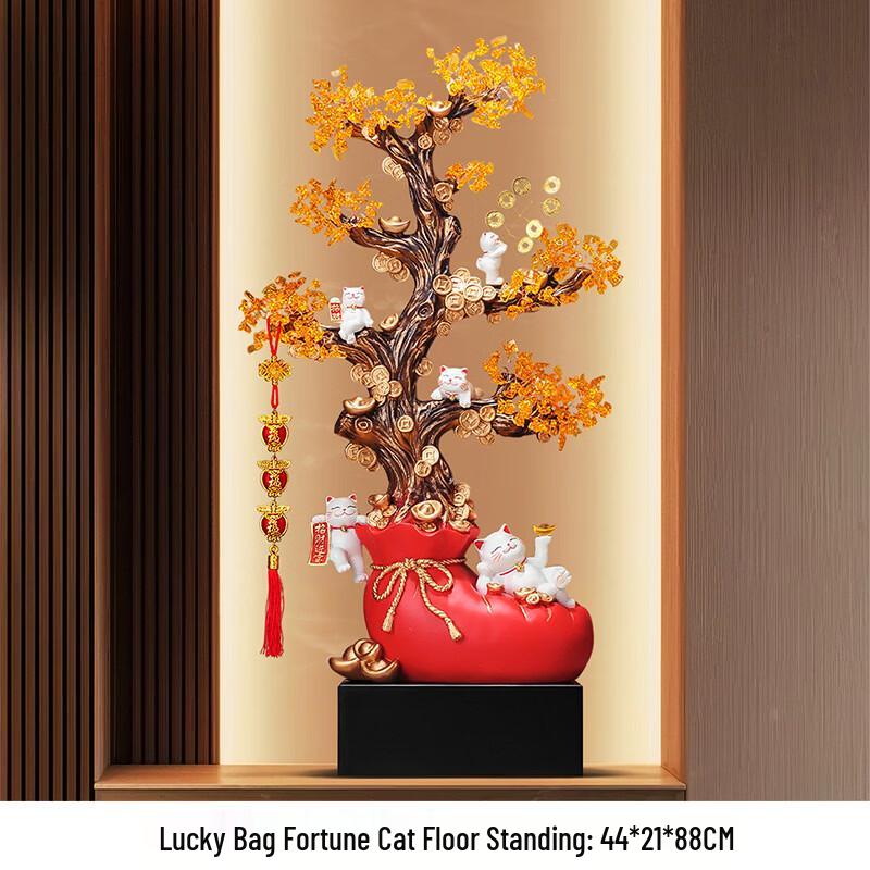 Handun Lucky Cat Persimmon Prosperity Figurine