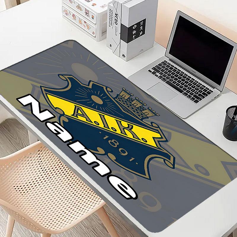 Custom Name Personalized AIK Fotboll Pattern Mousepad, Laptop PC Desk Mat, Decorative Desk Mat for Home Keyboard Pad Gift