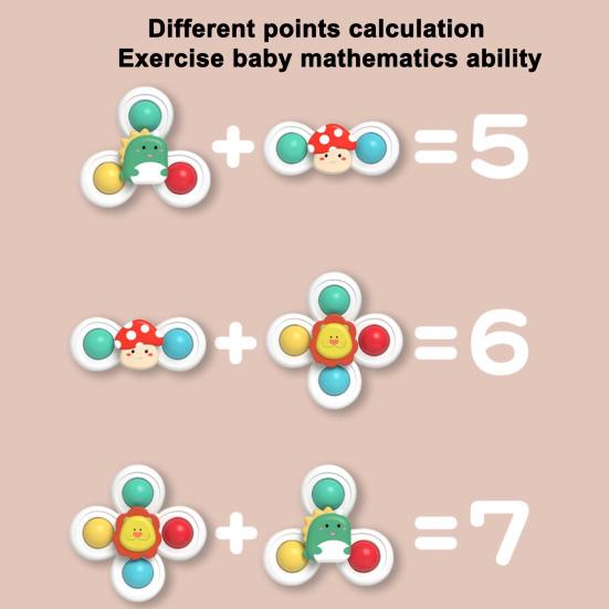 3Pcs Desktop Spinner Toy with Suction Cup Built-in Beads Colorful Rotating Rattles Emotional Comfort Sensory