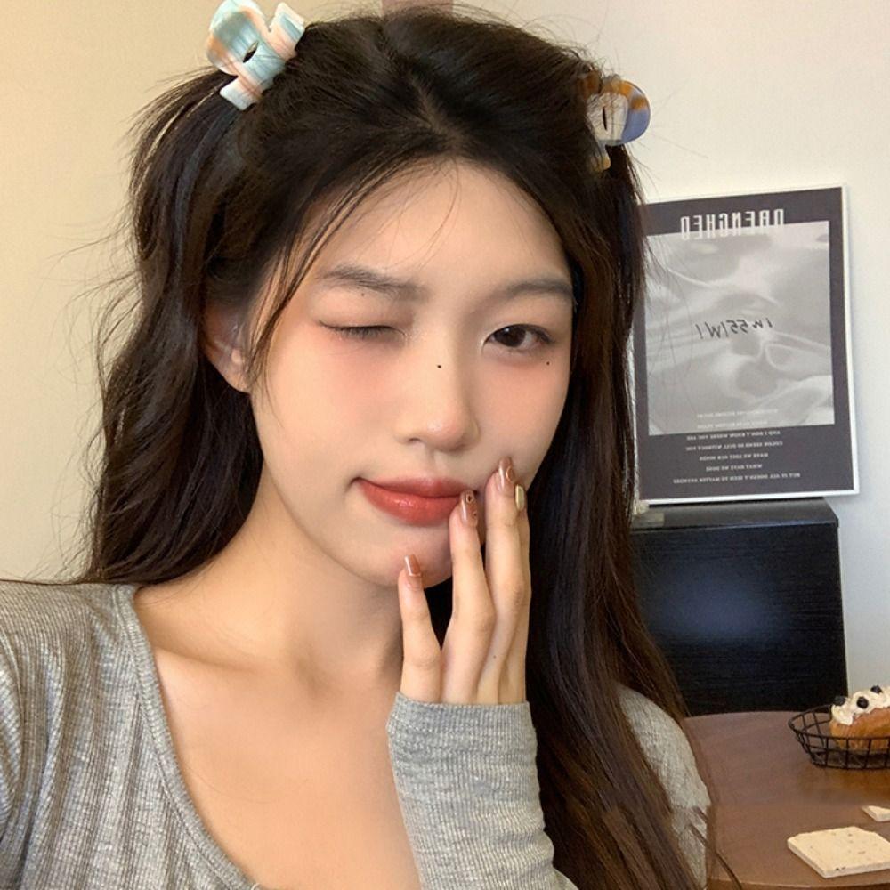 Brown Acetic Acid Hair Claw Korean Style Mini Hair Crab Clip Elegant French Shark Clip  Daily