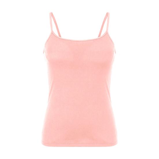 

Жіночий топ-майка з вбудованим бюстгальтером на тонких бретельках, з вирізом-човником, набитий, базовий, літній, повсякденний, без рукавів, для тренувань S рожевий