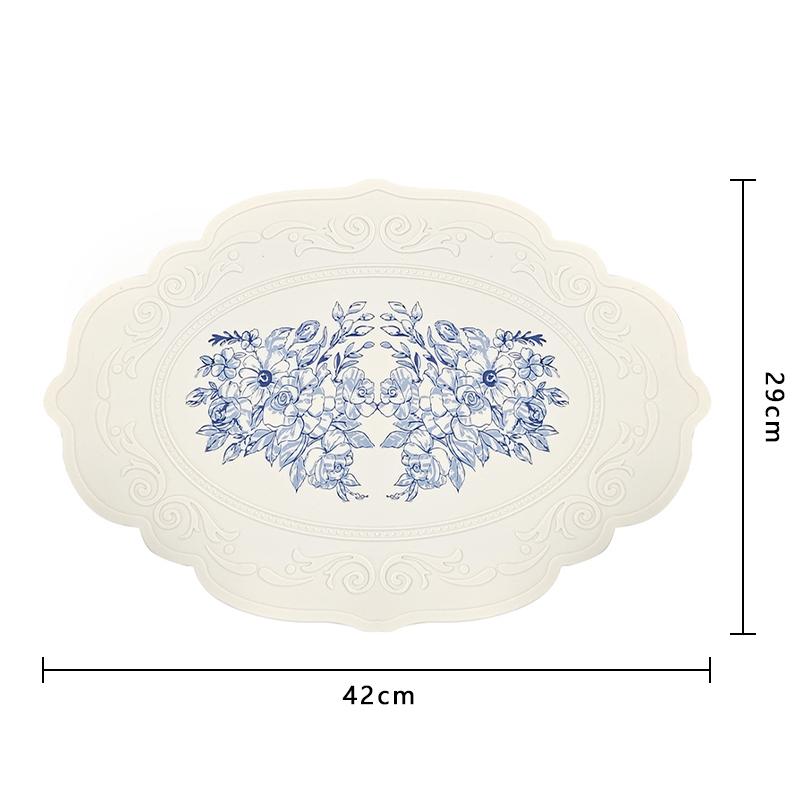 Waterproof Silicone Placemats - Carved Floral Vintage Design, Non-Slip Kitchen & Dining Table Mats for Coffee Counter