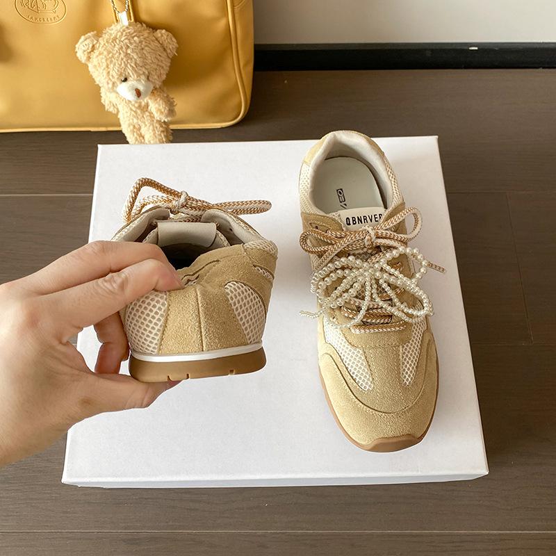 

Cowhide version~ Grape mother with the same inner height increase pearl ballet fashion training shoes casual women s shoes large size 41-43 43 жёлтый