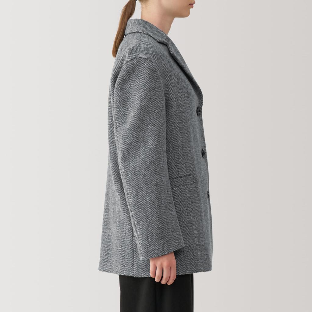 MUJI Recycled Wool Blend Jacket Size BD0ZGA4A Women's Coat, Gray, XL,