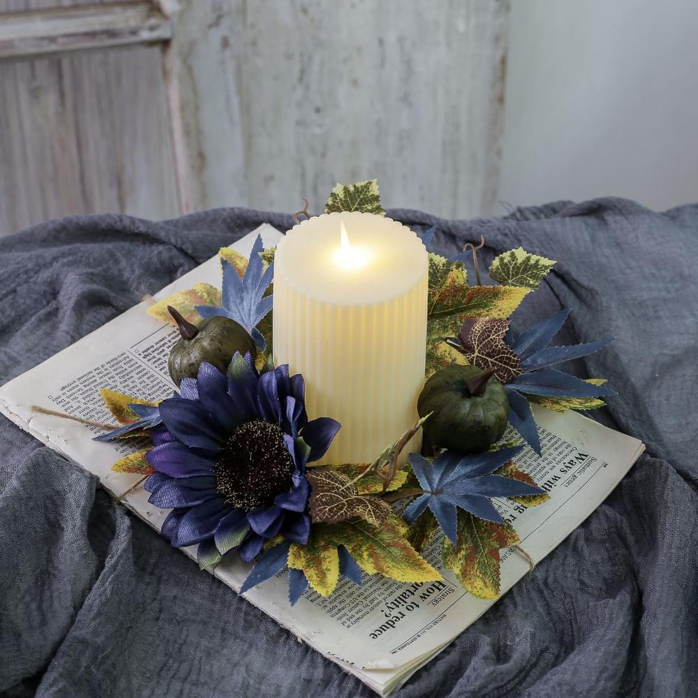 Harvest Festival Wreath Long-Lasting Maple Leaf Wreath Thanksgiving Wreath Artificial Fall Candle Holder For Home Decor Party