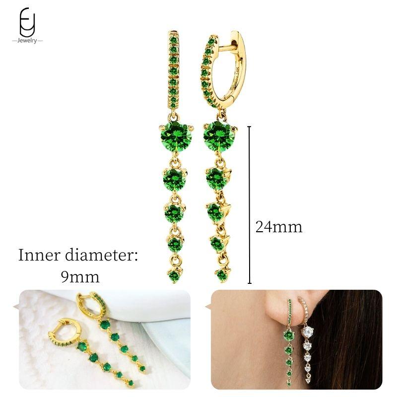 925 Silbernadel Grüne Zirkon Gold Ohrringe Herz Creolen für Damen Zarte Steckerohrringe Luxuriöser Schmuck Geschenke
