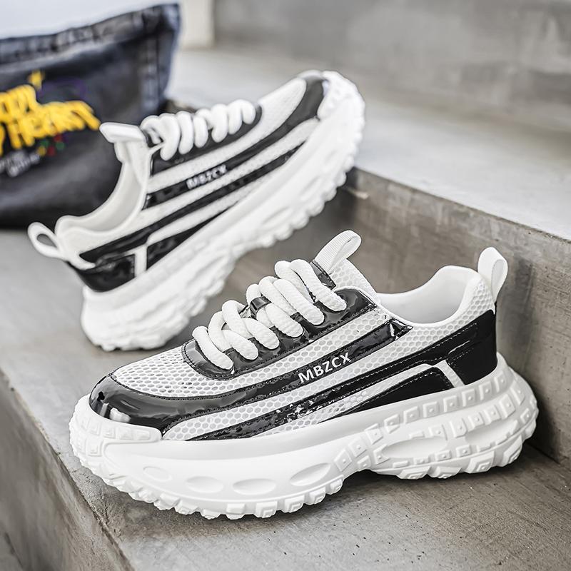 Trendige neue Vier-Jahreszeiten-Herrenschuhe mit dicker Sohle und erhöhtem Mesh-Innenfutter, Freizeitschuh für Spaziergänge im Freien, Laufschuh, abriebfest