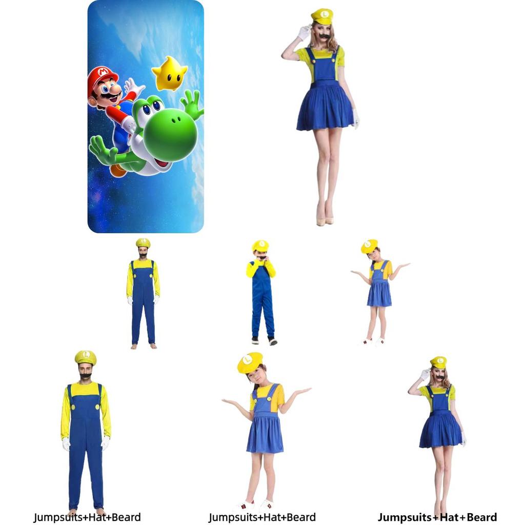 Halloween Cosplay Costume For Kids And Adults Super Mario Outfit In Various Colors