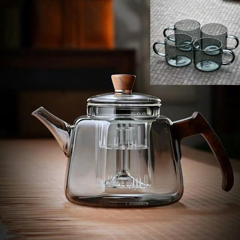 High-Temperature Resistant Glass Teapot with Large Capacity for Electric Stove and Fireplace Use