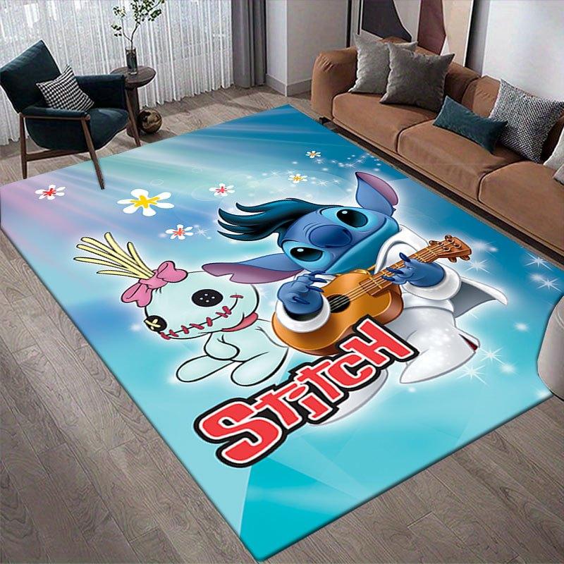 1 buc Covor cu model Disney Lilo și Stitch Covoraș de zonă Covor antiderapant Lavabil manual Preș pentru podea Potrivit pentru Sufragerie Dormitor Decor Acasă