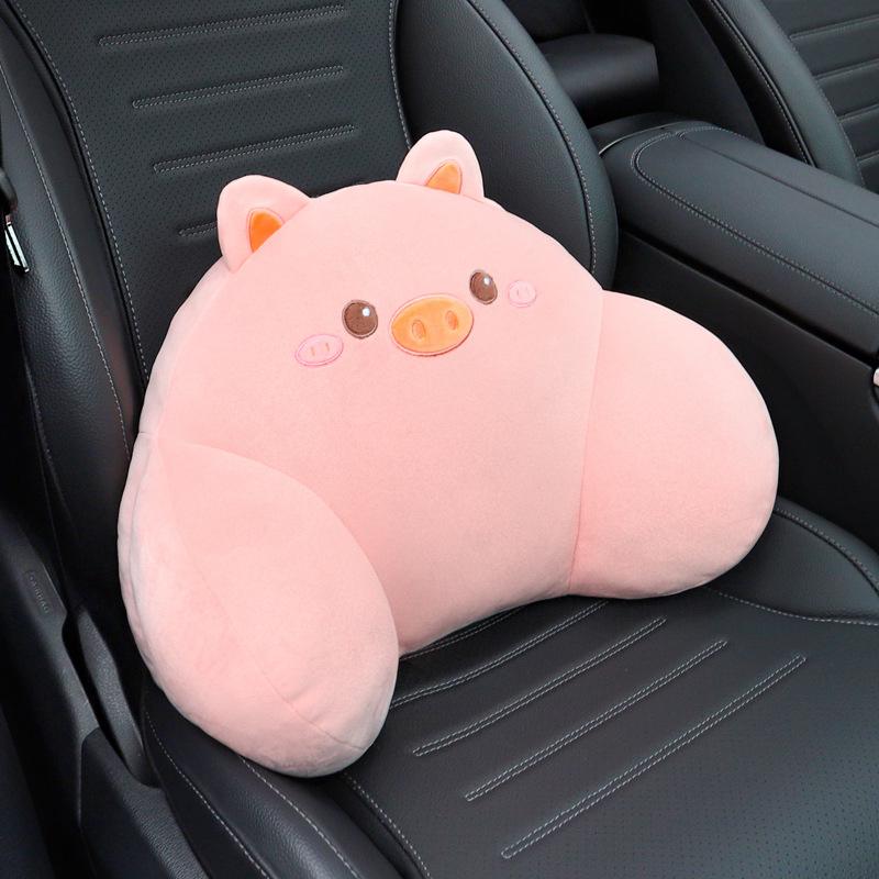 1 Set Auto Interior Decoration Car Headrest Neck Pillows Cute Cartoon Plush Waist Pillow Back Cushion Diy Accessories