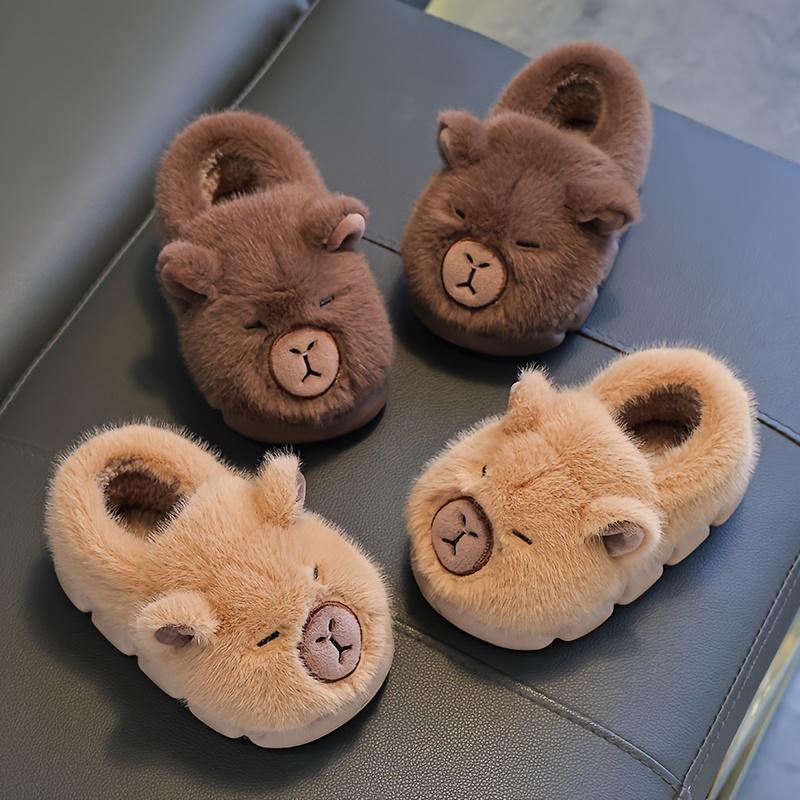 Winter Warm Kids' Bear Face Slip-On Shoes Soft Brown Non-Slip Soles Easy Slip-On Closure Lightweight Indoor