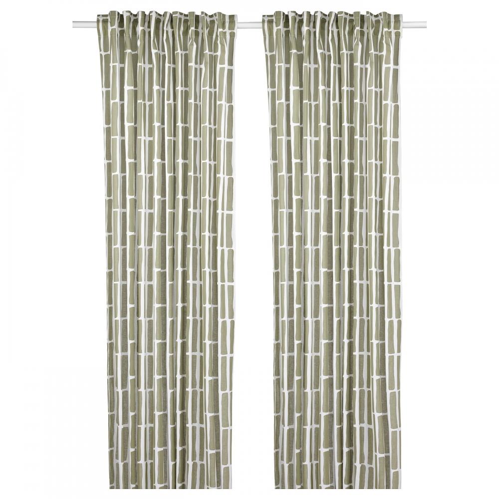 

IKEA SKOGSSTJ RNA пара штор Скочерна серо-зелено-белый 145х250 см