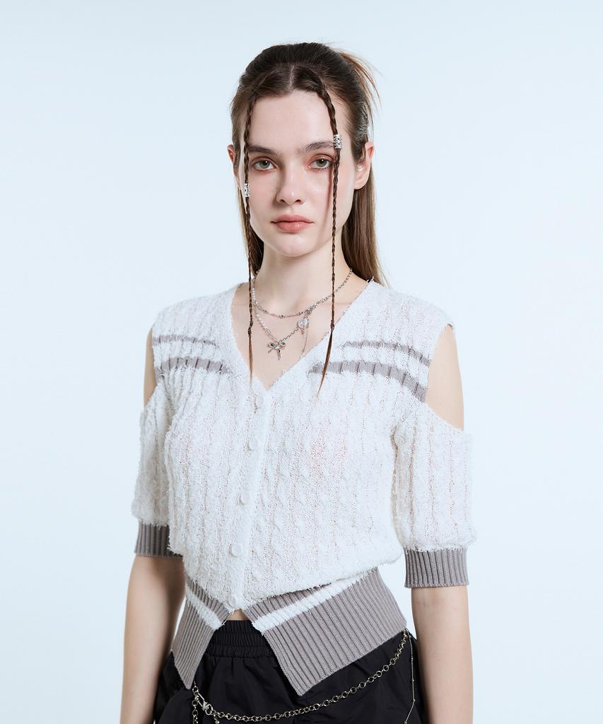 LARTIGENT L11 Off Shoulder Knit(White)