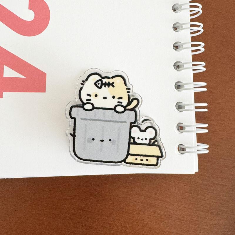 7 Pieces Cute Cartoon Sticky Note Holder Acrylic Pp Clips For Student Exam Paper Storage Snack Opening Clips