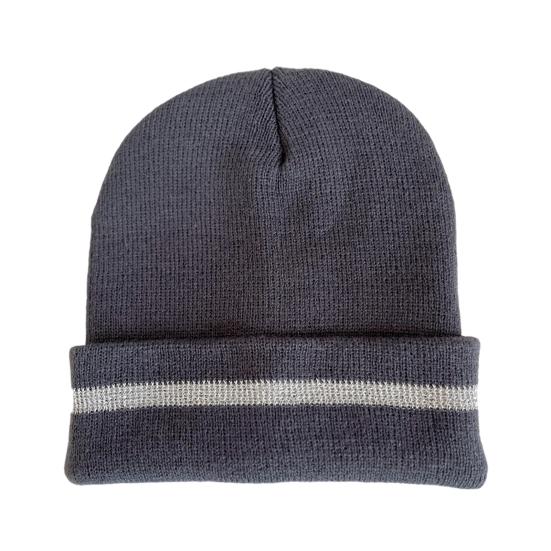 Knitting Hat Reflective Strip Design Warm Unisex Hat Outdoor Windproof Cold Resistance Elastic Hat Headwear