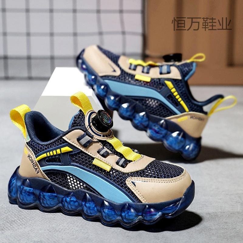 Big Boys Shoes Children's Mesh Sneakers Breathable Mesh Shoes Rotating Button Men