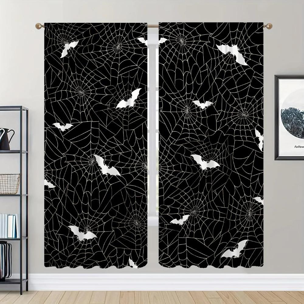Halloween Härligt Spöke Rolig Pumpa Svart Katt Fönstergardiner För Barn Sovrum Vardagsrum Badrum Kök Dörr Hall 2 delar