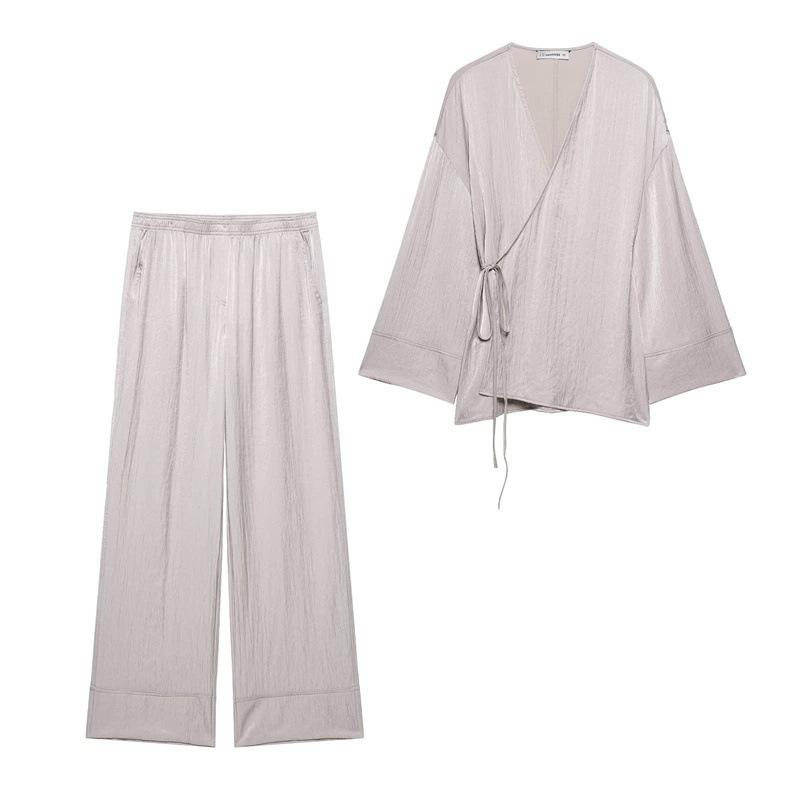 

TAOP&ZA Women s Summer Commuter Kimono-Style Outerwear with Casual Pants Large