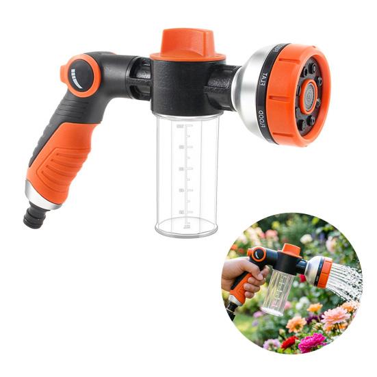 Garden Hose Nozzle with Foam Cannon Car Wash Foam Sprayer High Pressure Hose Nozzle with 8 Spray Modes for Car Washing Gardening Yard Cleaning Pet
