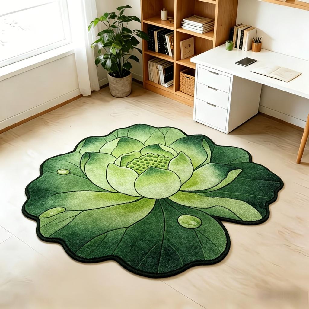 3D Flat Lotus Carpet, Closet Floor Mat, Large Area Dirt-resistant Floor Mat for Living Room