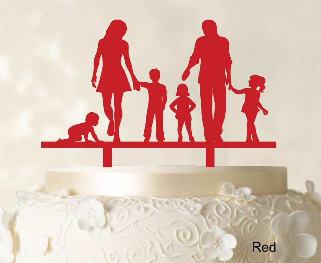 Personlig familiekaketopper Egendefinert silhuett Bryllupskake Topper Kakedekorasjoner Tilgjengelig 6"-7" tommer
