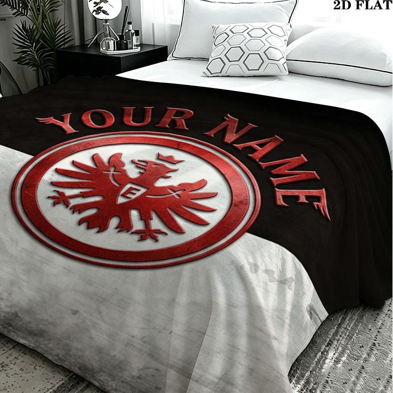 1PC Eintracht Frankfurt Custom Name Patterned Flannel Blanket Suitable For All Seasons for Home Decor Warmth and Comfort Gifts Holiday Present