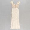 Elegant European & American Lace Fishtail Evening Dress with Feather Strap - Slim Fit, Sophisticated Socialite Style.