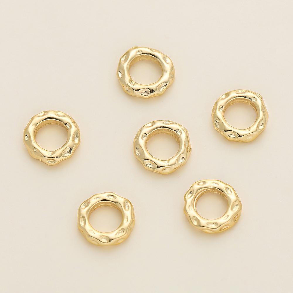 5Pcs/Pack 14/18k Gold Color Plated Big Hole Round Spacer Beads Cap for Jewelry Making Bracelet Necklace DIY Accessories