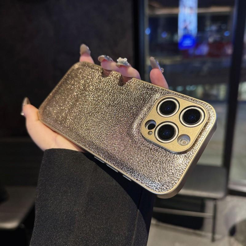 Models Are Suitable 16pm Lychee Pattern Phone Case 14 Leather Simple 15 Fine Hole Iphone17pro Full