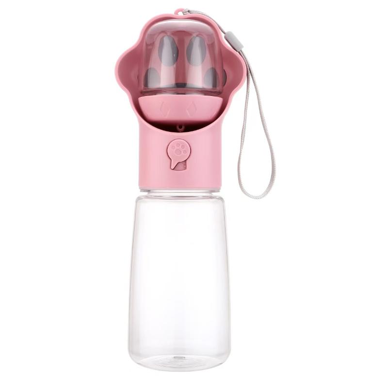Portable Dog Cat Water Bottle with Attached Food Dispenser Perfect for Busy Pet Parents