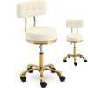 GELA Beige and Gold Cosmetic Stool with Backrest and Wheels Up To 150 Kg