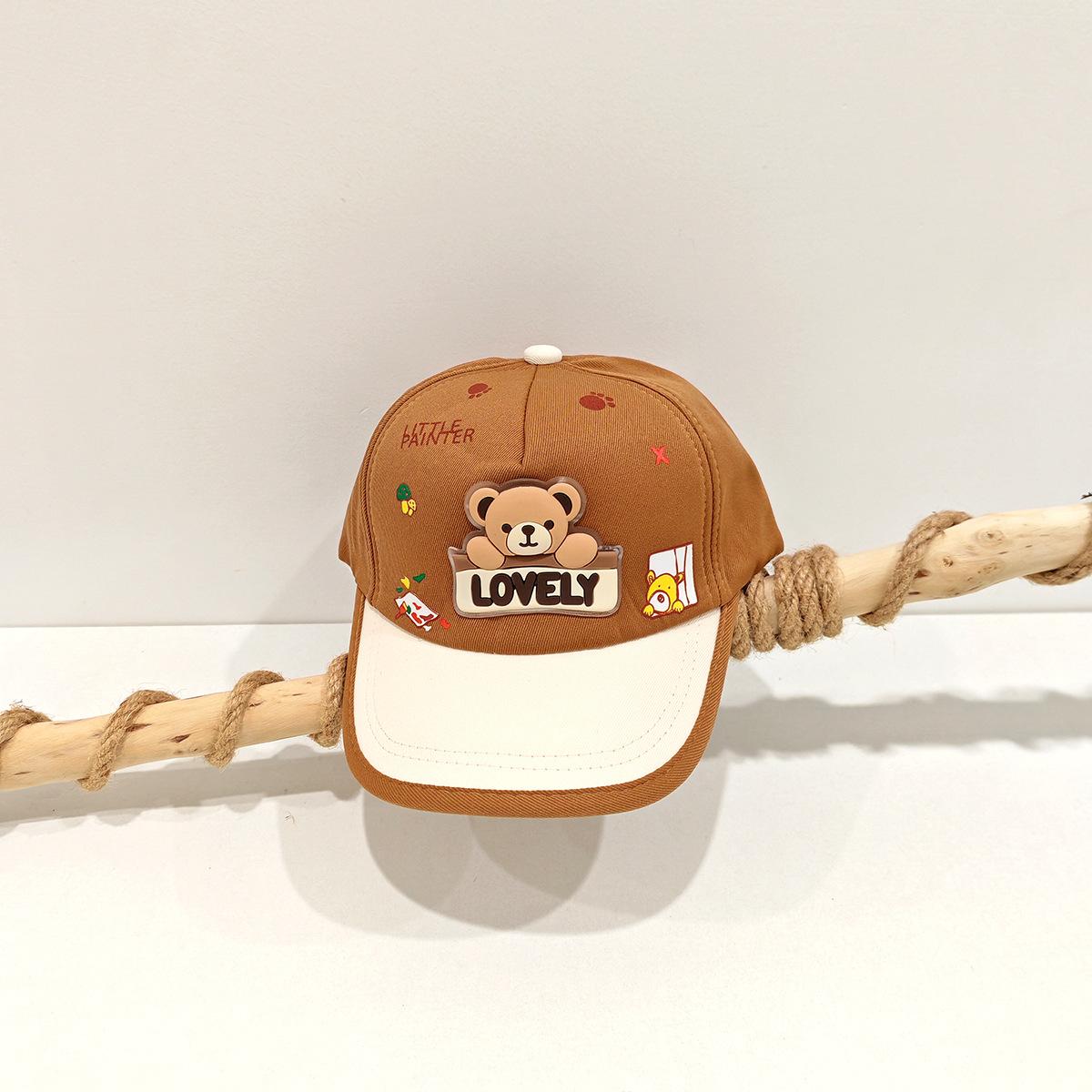 

Kid Cartoon Bear Baseball Cap 50-54cm 2-8 Years Baby Boys Girls Sun Hat Spring Summer Adjustable Outdoor Caps 50-54cm коричневий