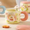 Creative Cartoon Ceramic Cup With Lid Home Office Couple Water Cup Gift Box High Value Gift Style