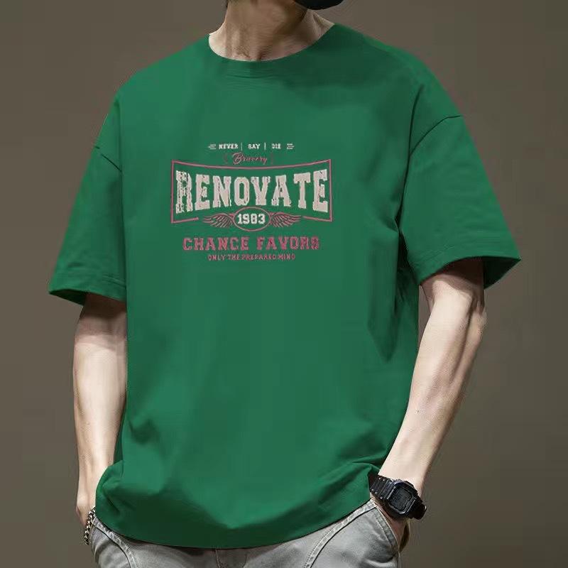 Men Short Sleeve Print Cotton T Shirt Summer Tops