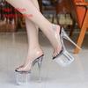 19cmHigh Heels Women's Sandals Anti-Skid Sexy Pole Dance Shoes Thin Heel Transparent Platform Female Party Sandals