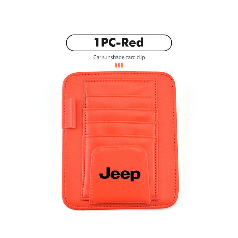 Car Sun Visor Glasses Clip Card Ticket Holder Accessories For Jeep Grand Cherokee Patriot Renegade Compass Wrangler AJX1