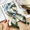 Commuter elegant flower silk scarf women's contrasting color retro printing satin scarf shirt with multi-purpose decorative small scarf