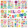 9 Sheets Hello Spring Window Clings Floral Gnome Butterfly Birds Bees Glass Stickers Reusable Static PVC Decals for Home Classroom Office Decor